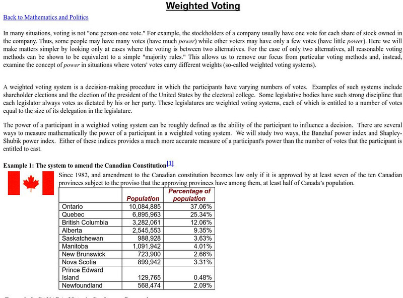 Indiana University Northwest: Weighted Voting Handout