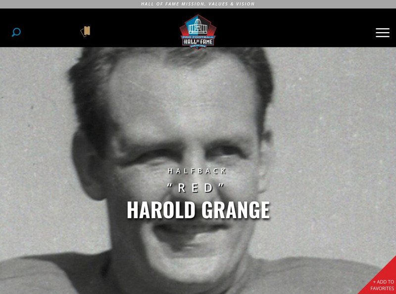Pro Football Hall of Fame: Harold (Red) Grange Website