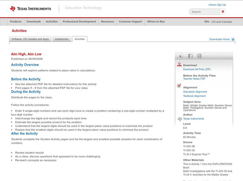 Texas Instruments: Aim High, Aim Low Activity