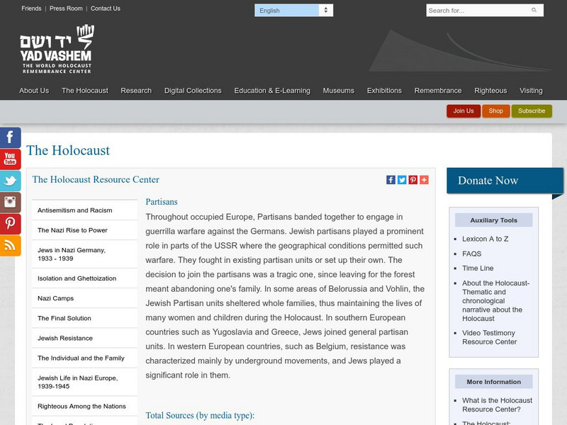 Yad Vashem: The Holocaust Resource Center Partisans Primary