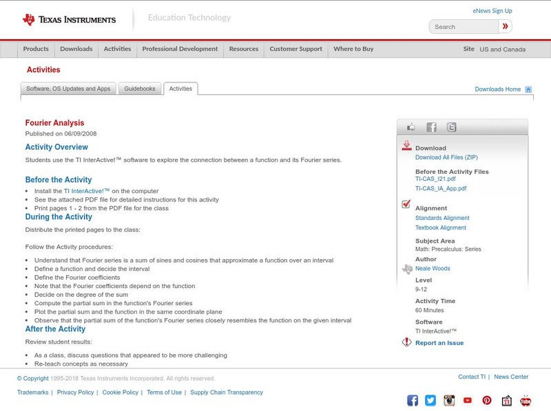 Texas Instruments: Fourier Analysis Activity