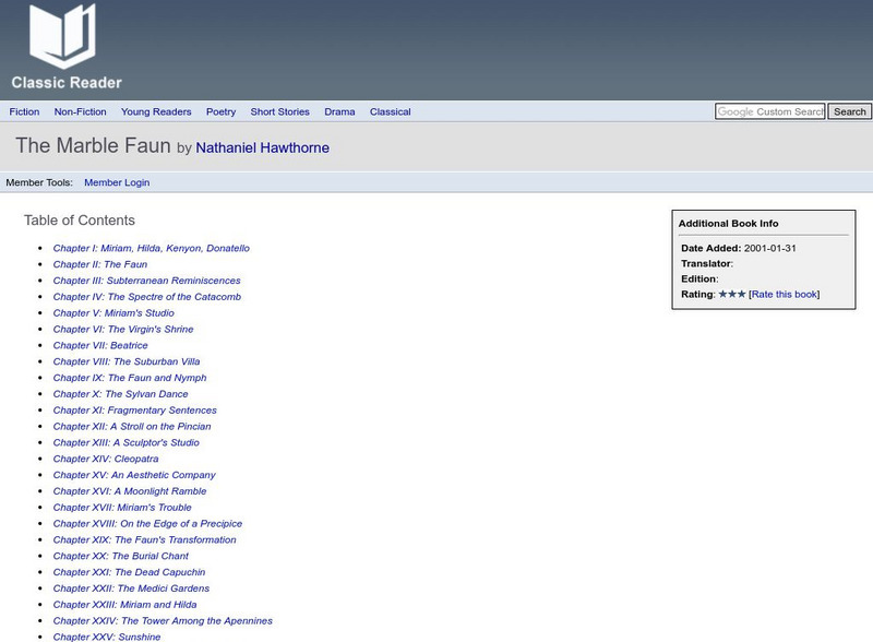 Classic Reader: The Marble Faun by Nathaniel Hawthorne eBook Classic Reader: The Marble Faun by Nathaniel Hawthorne eBook