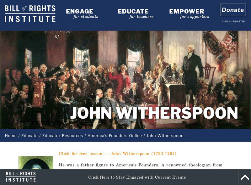 Bill of Rights Institute: John Witherspoon Handout Bill of Rights Institute: John Witherspoon Handout