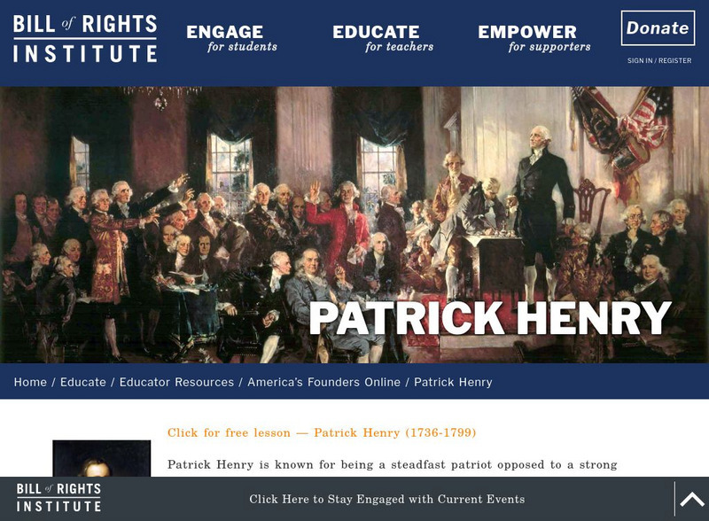 Bill of Rights Institute: Patrick Henry Handout Bill of Rights Institute: Patrick Henry Handout