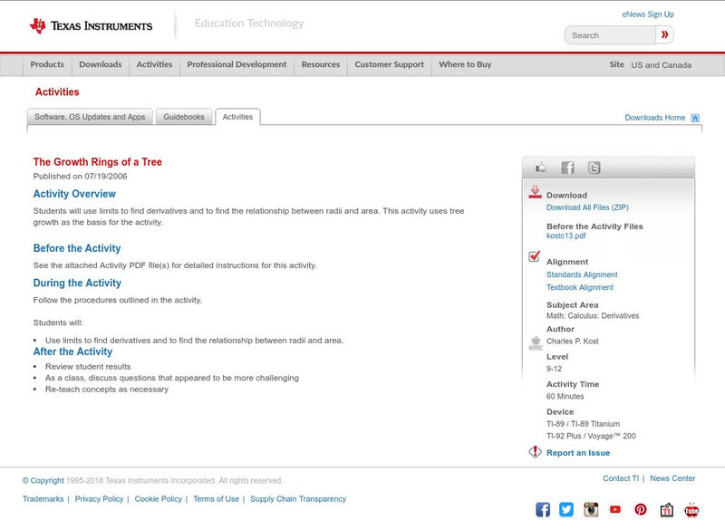 Texas Instruments: The Growth Rings of a Tree Activity Texas Instruments: The Growth Rings of a Tree Activity