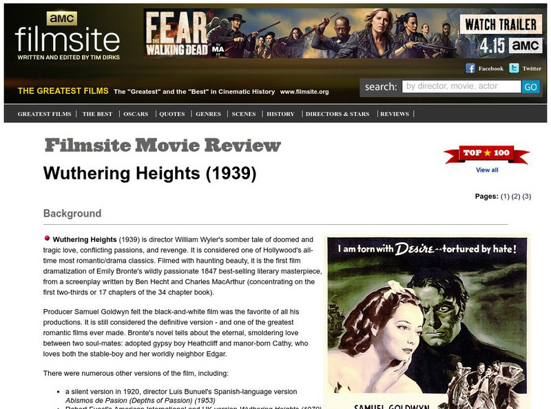 The Film Site: Wuthering Heights (1939) Website The Film Site: Wuthering Heights (1939) Website