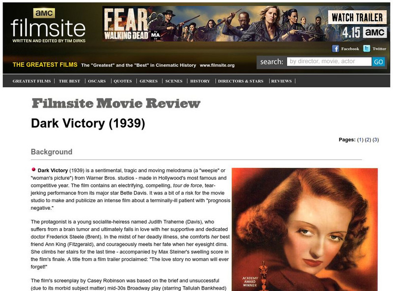 The Film Site: Dark Victory (1939) Website