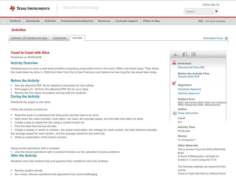 Texas Instruments: Coast to Coast With Alice Lesson Plan Texas Instruments: Coast to Coast With Alice Lesson Plan