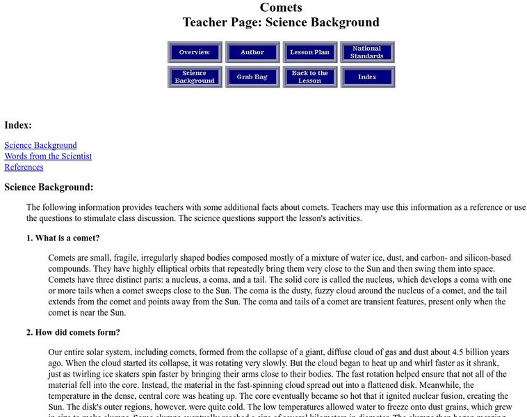 Amazing Space: Comets Lesson Plan Amazing Space: Comets Lesson Plan
