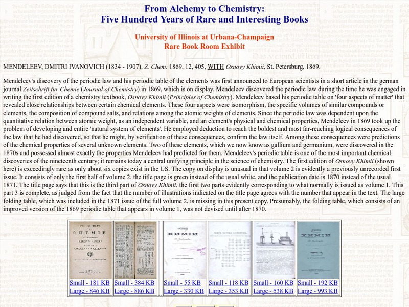 University of Illinois: From Alchemy to Chemistry: Dmitri Ivanovich Mendeleev Primary University of Illinois: From Alchemy to Chemistry: Dmitri Ivanovich Mendeleev Primary