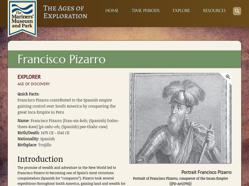 Mariners' Museum: Francisco Pizarro Website Mariners' Museum: Francisco Pizarro Website