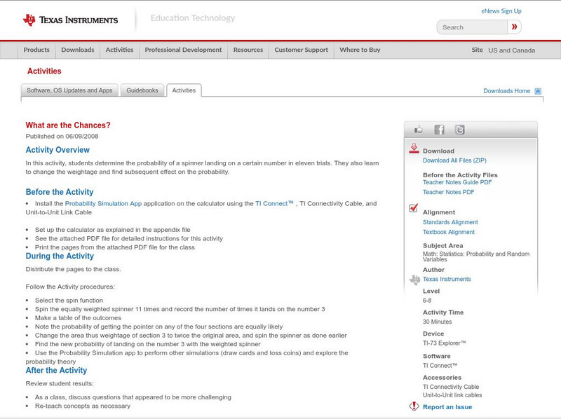 Texas Instruments: What Are the Chances? Activity Texas Instruments: What Are the Chances? Activity