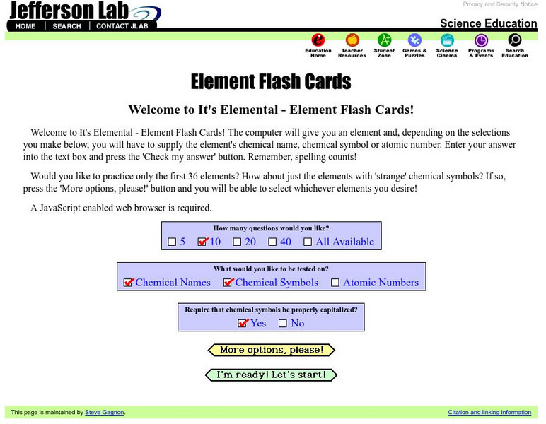 Jefferson Lab: Element Flash Cards Unknown Type Jefferson Lab: Element Flash Cards Unknown Type