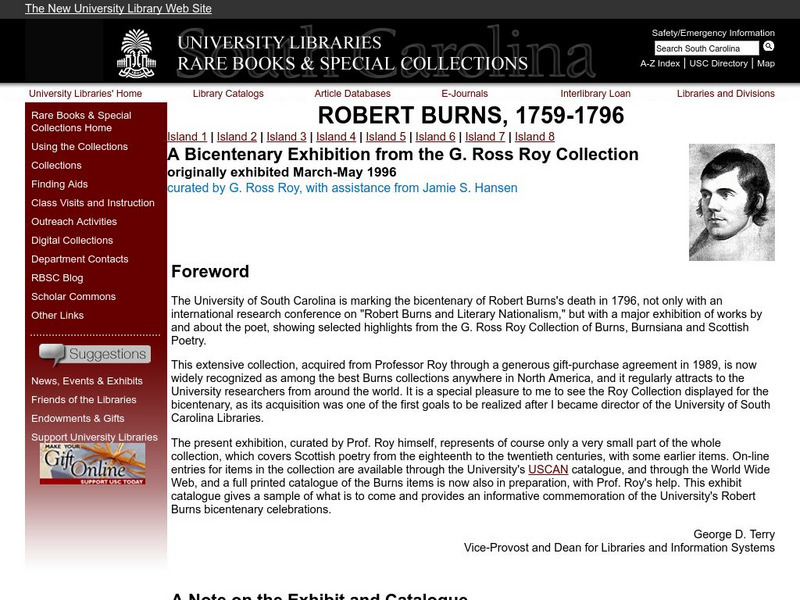University of South Carolina: Robert Burns Bicentenary Exhibition Website University of South Carolina: Robert Burns Bicentenary Exhibition Website