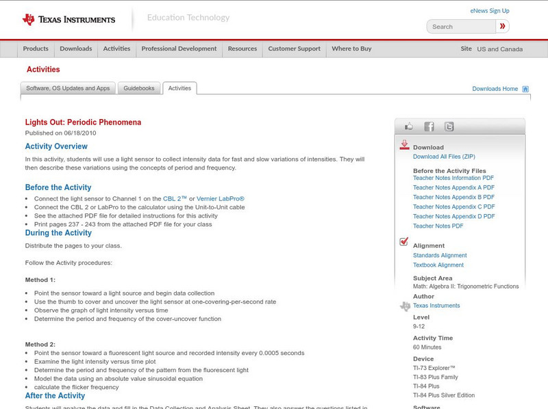 Texas Instruments: Lights Out: Periodic Phenomena Activity
