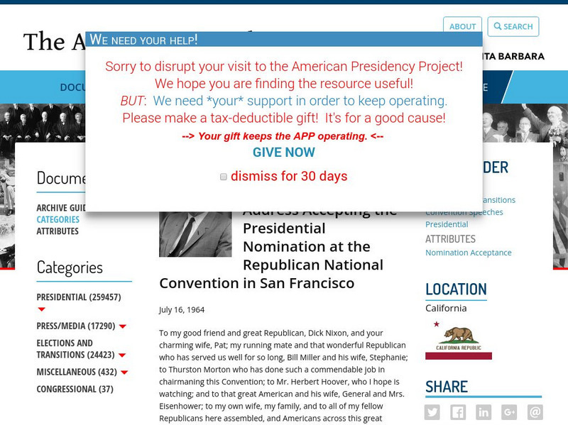 American Presidency Project: Barry Goldwater Primary American Presidency Project: Barry Goldwater Primary