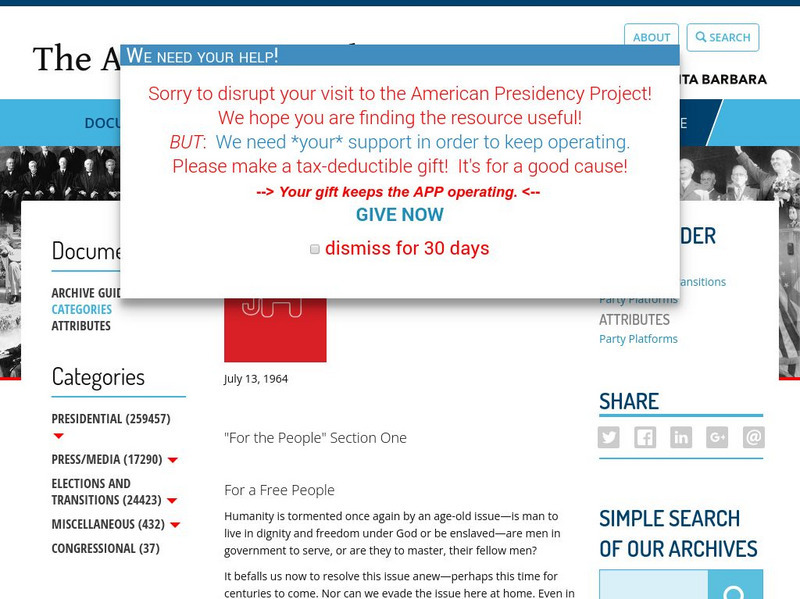 American Presidency Project: Republican Party Platform of 1964 Primary American Presidency Project: Republican Party Platform of 1964 Primary