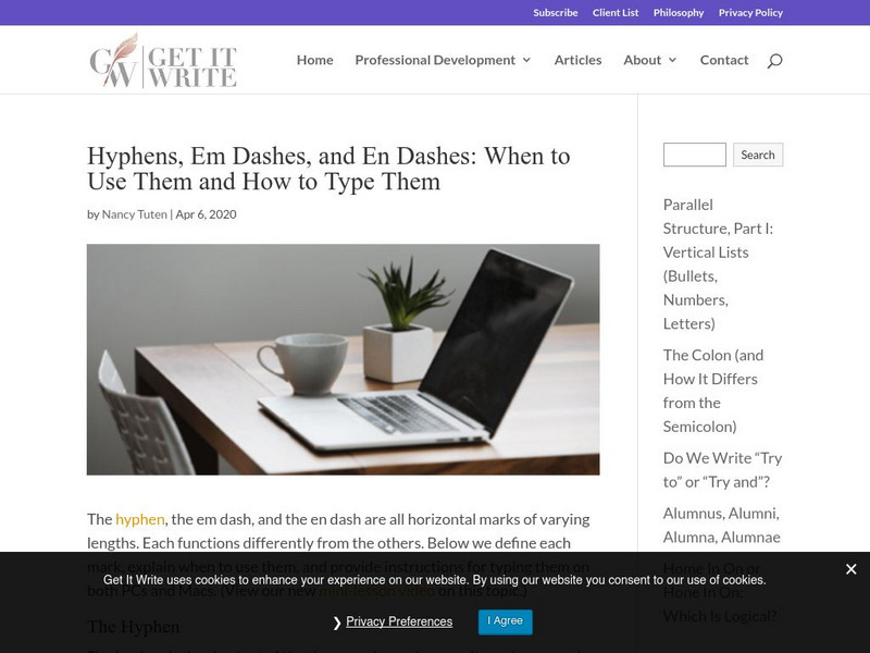 Get It Write: En Dashes and Em Dashes Unit Plan Get It Write: En Dashes and Em Dashes Unit Plan