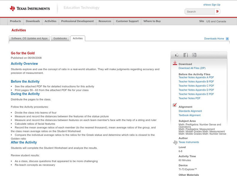 Texas Instruments: Go for the Gold Activity