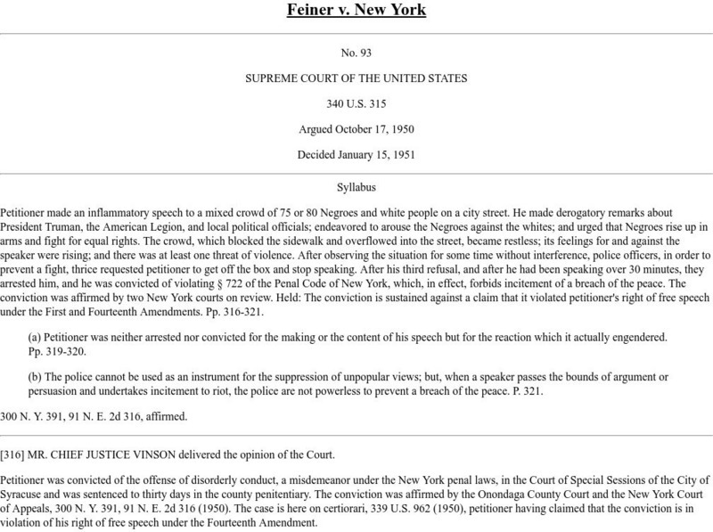 Boston College Feiner v. New York Primary for 9th 10th Grade