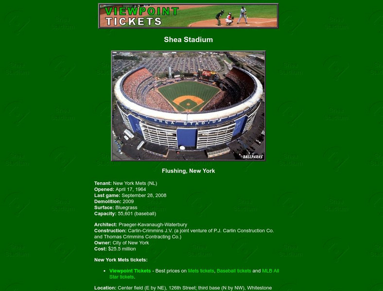 Munsey and Suppes: Shea Stadium Website Munsey and Suppes: Shea Stadium Website