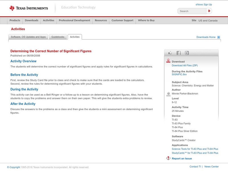 Texas Instruments: Determining the Correct Number of Significant Figures Activity Texas Instruments: Determining the Correct Number of Significant Figures Activity