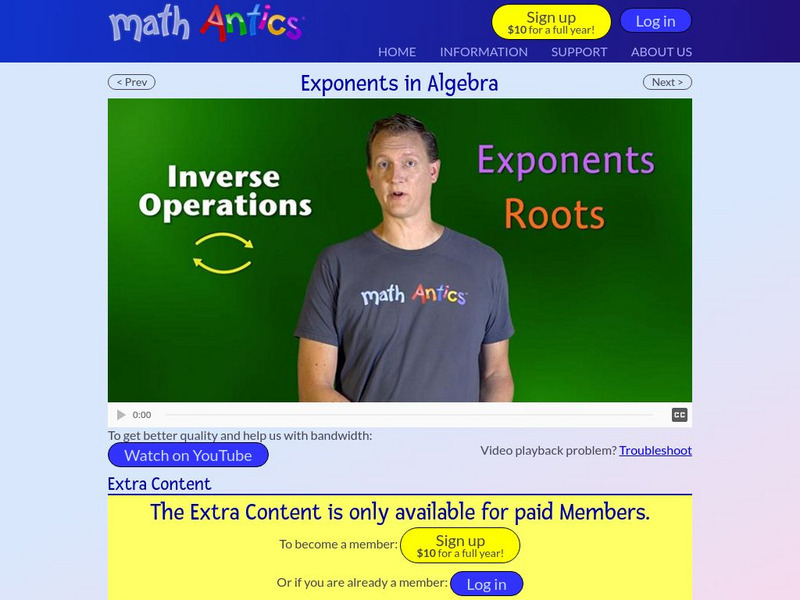 Math Antics: Exponents in Algebra Instructional Video