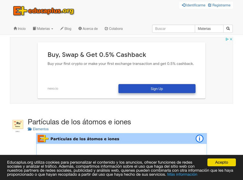 Educaplus: Particulas De Los Atomos E Iones [In Spanish] Activity