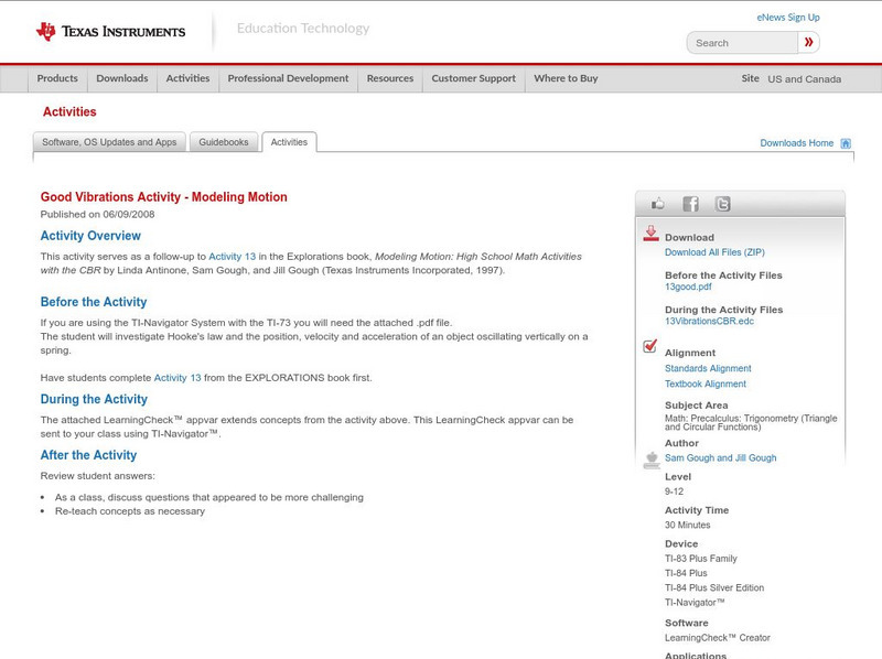 Texas Instruments: Good Vibrations Activity Modeling Motion Activity
