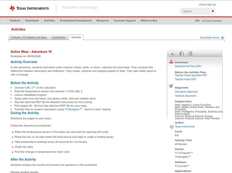 Texas Instruments: Active Wear Adventure 10 Activity Texas Instruments: Active Wear Adventure 10 Activity