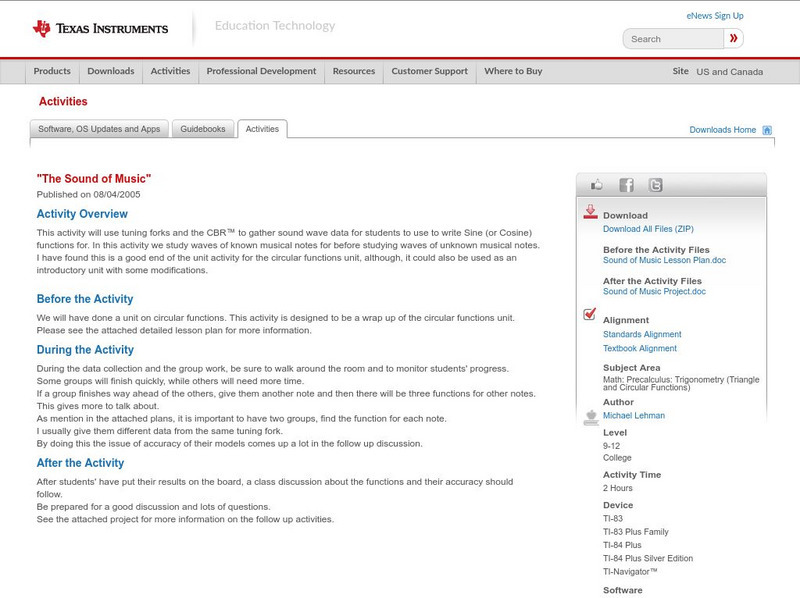 Texas Instruments: "The Sound of Music" Activity Texas Instruments: "The Sound of Music" Activity