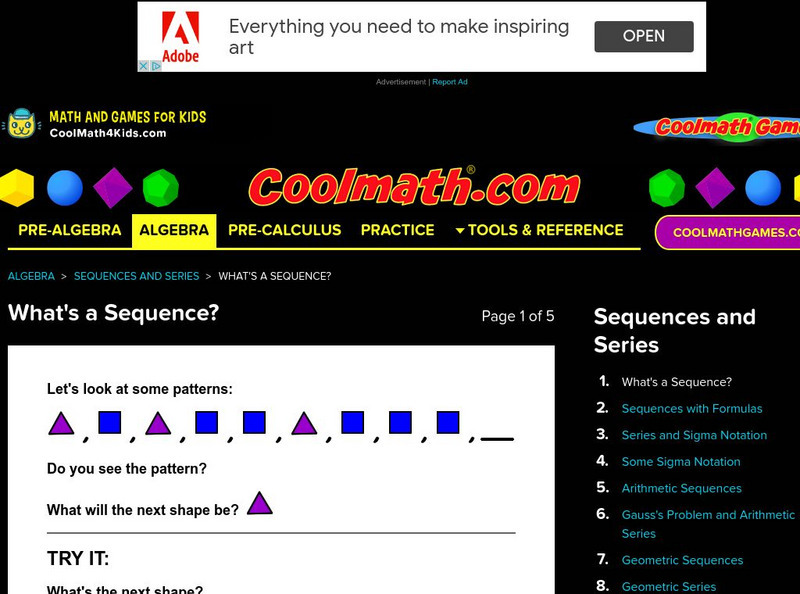 Coolmath: What's a Sequence? Handout Coolmath: What's a Sequence? Handout