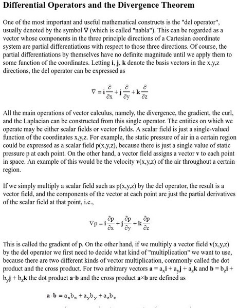 Math Pages: Differential Operators and the Divergence Theorem Activity Math Pages: Differential Operators and the Divergence Theorem Activity