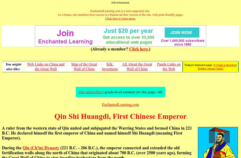 Enchanted Learning: Qin Shi Huangdi Website
