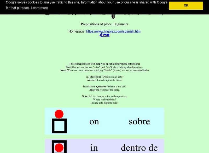 Lingolex.com: Prepositions of Place: For Beginners Handout Lingolex.com: Prepositions of Place: For Beginners Handout