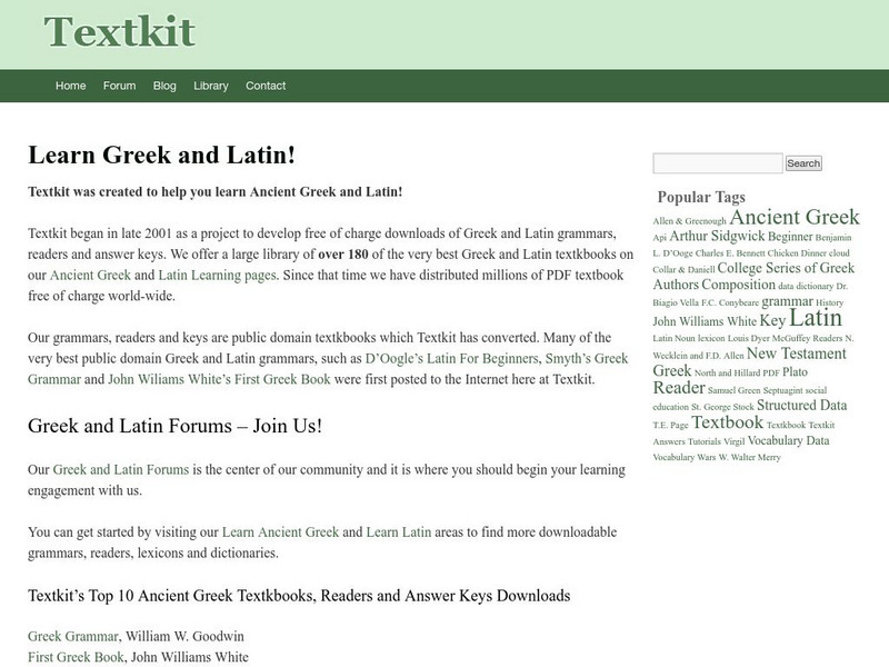 Textkit: Greek and Latin Learning Tools Activity Textkit: Greek and Latin Learning Tools Activity