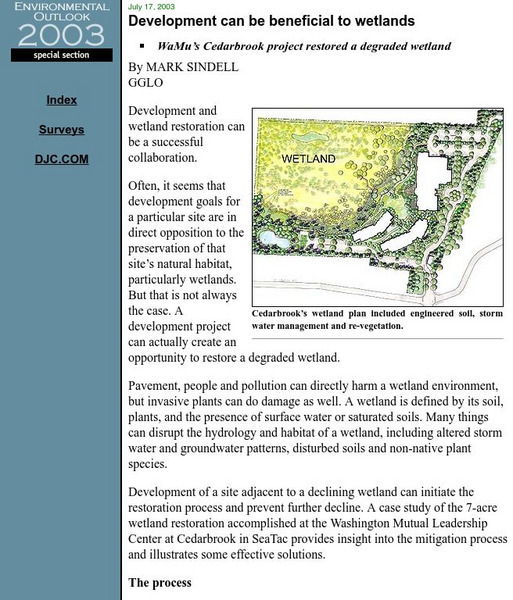 Development Can Be Beneficial to Wetlands Handout Development Can Be Beneficial to Wetlands Handout