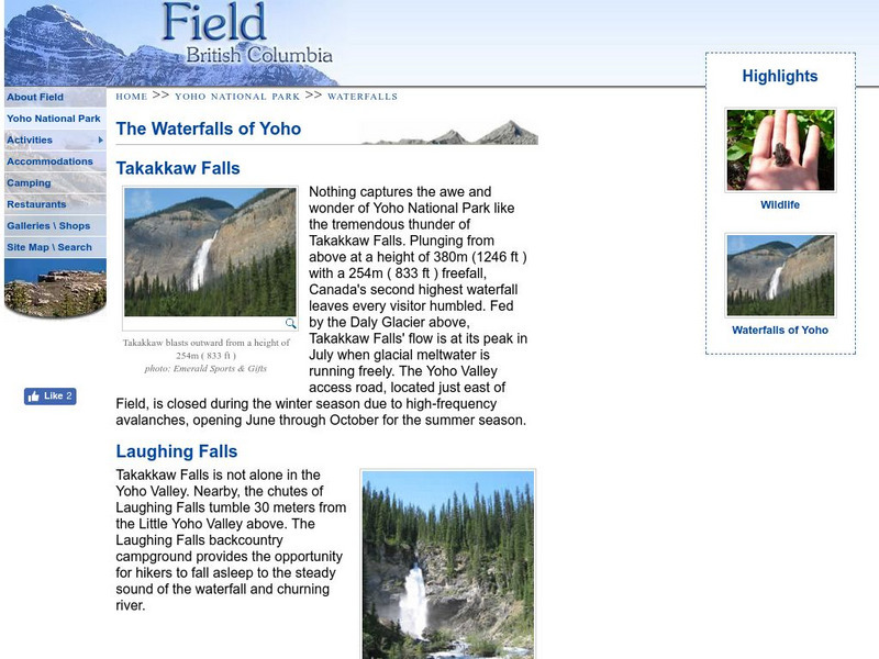 The Waterfalls of Yoho Handout The Waterfalls of Yoho Handout