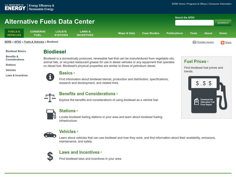 U.s. Department of Energy: Energy Efficiency and Renewable Energy: Biodiesel Website U.s. Department of Energy: Energy Efficiency and Renewable Energy: Biodiesel Website