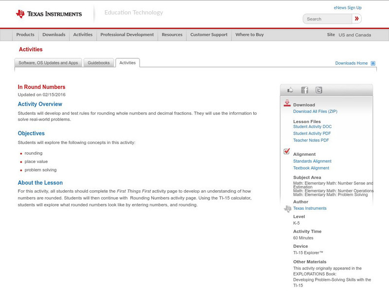 Texas Instruments: In Round Numbers Activity