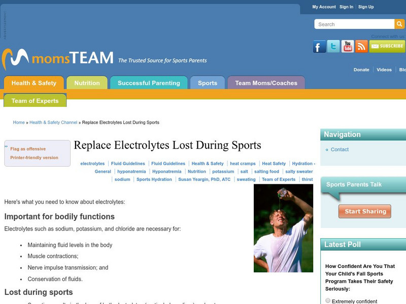 Moms Team: Hydration: Replacing Electrolytes Article Moms Team: Hydration: Replacing Electrolytes Article