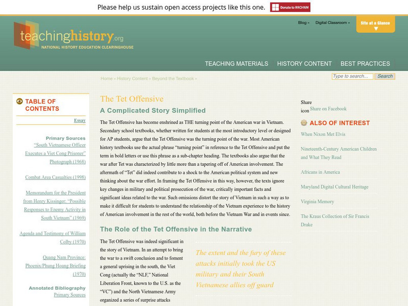 Teaching History: The Tet Offensive: A Complicated Story Simplified Website Teaching History: The Tet Offensive: A Complicated Story Simplified Website