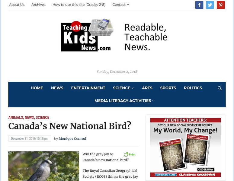 Teaching Kids News: Canada's New National Bird? Article Teaching Kids News: Canada's New National Bird? Article