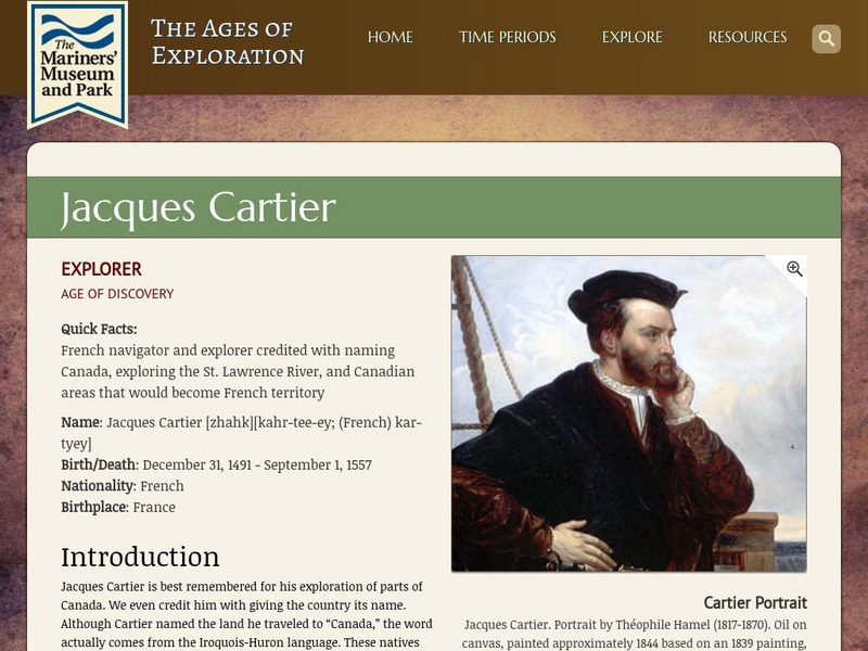 The Mariner's Museum: Jacques Cartier Website The Mariner's Museum: Jacques Cartier Website