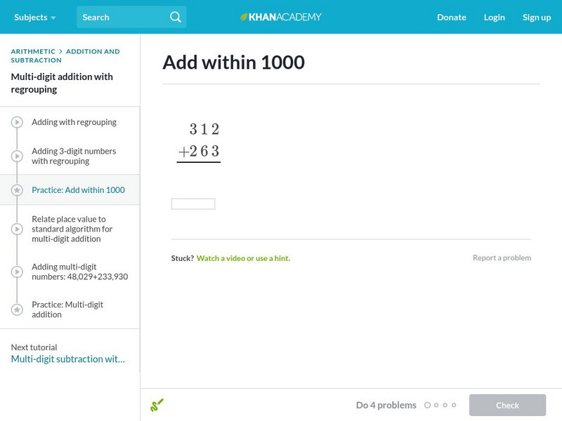 Khan Academy: Add Within 1000 Unit Plan Khan Academy: Add Within 1000 Unit Plan