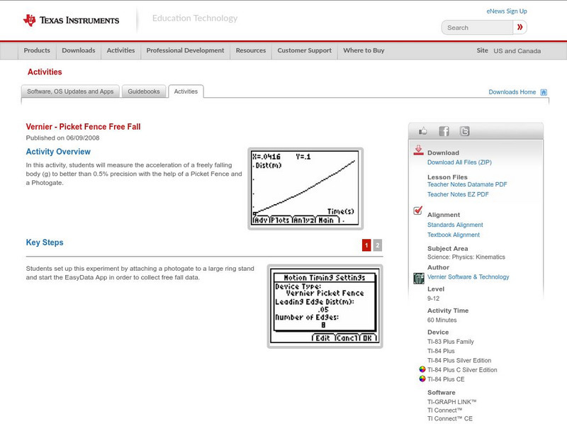 Texas Instruments: Picket Fence Free Fall Activity Texas Instruments: Picket Fence Free Fall Activity
