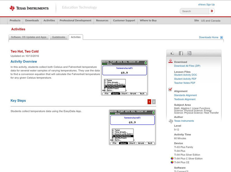 Texas Instruments: Two Hot, Two Cold Activity Texas Instruments: Two Hot, Two Cold Activity