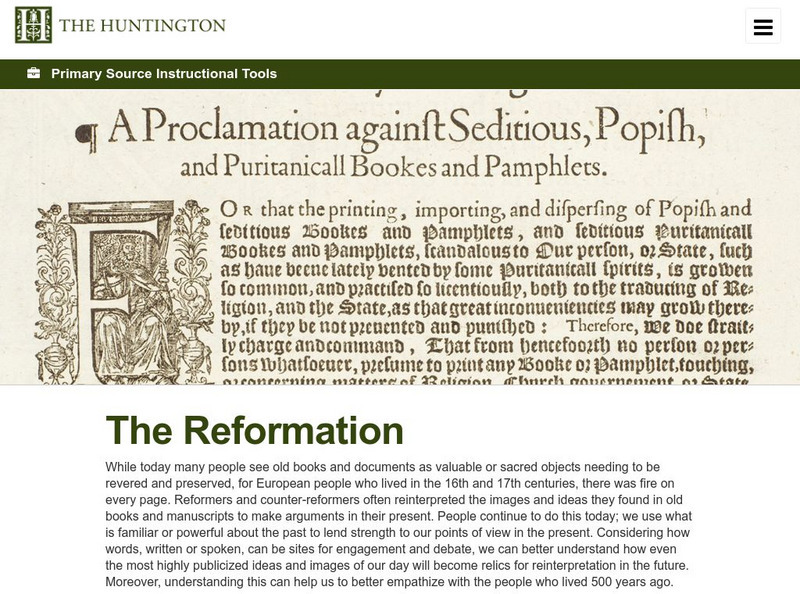 Huntington Library: The Reformation Lesson Plan Huntington Library: The Reformation Lesson Plan