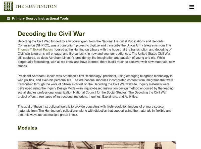 Huntington Library: Decoding the Civil War Unit Plan Huntington Library: Decoding the Civil War Unit Plan