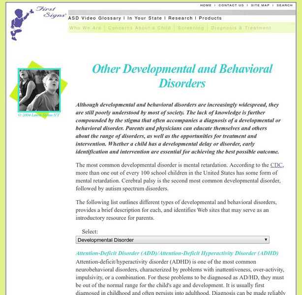First Signs: Other Developmental Disorders Handout First Signs: Other Developmental Disorders Handout